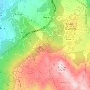Mapa topográfico Presa Grande, altitud, relieve