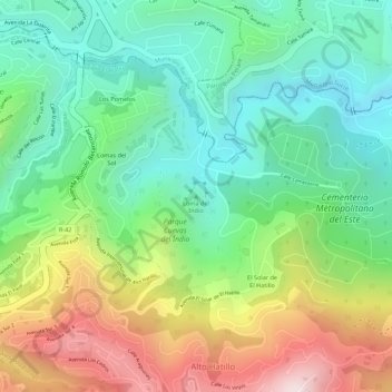 Mapa topográfico Loma del Indio, altitud, relieve