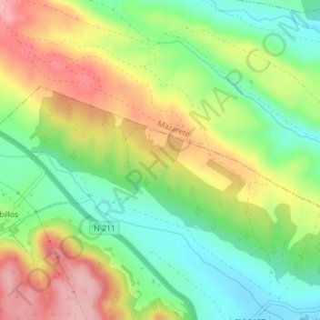 Mapa topográfico Tobillos, altitud, relieve