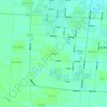 Mapa topográfico 王明寨村, altitud, relieve