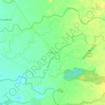 Mapa topográfico Arenas, altitud, relieve