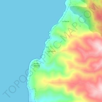 Mapa topográfico Los Lobos, altitud, relieve