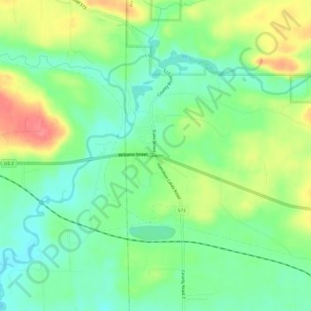 Mapa topográfico Loretto, altitud, relieve