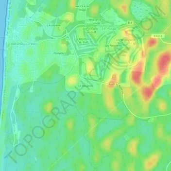 Mapa topográfico Le Baganais, altitud, relieve