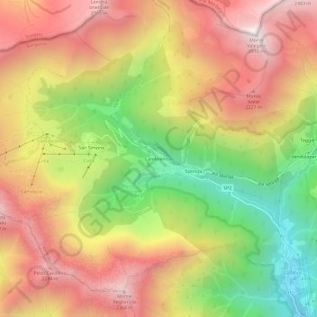 Mapa topográfico Cambrembo, altitud, relieve