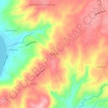 Mapa topográfico Balele, altitud, relieve