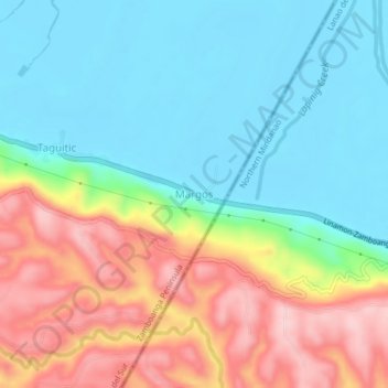 Mapa topográfico Margos, altitud, relieve