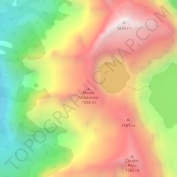 Mapa topográfico Mount Mackenzie, altitud, relieve