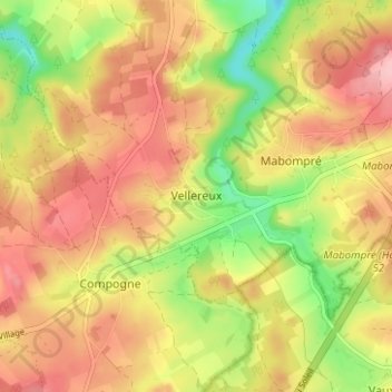 Mapa topográfico Vellereux, altitud, relieve