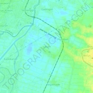 Mapa topográfico Laban, altitud, relieve