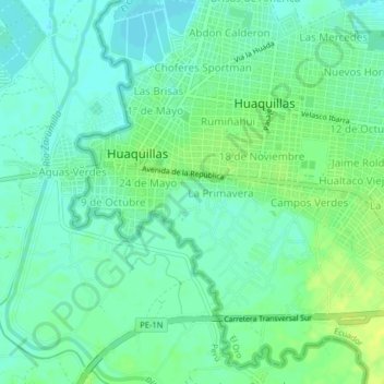 Mapa topográfico Miraflores, altitud, relieve