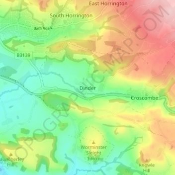 Mapa topográfico Dinder, altitud, relieve