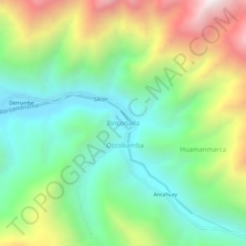 Mapa topográfico Rinconada, altitud, relieve