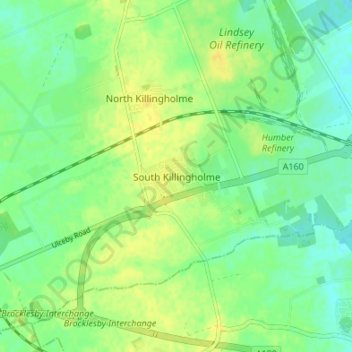 Mapa topográfico South Killingholme, altitud, relieve