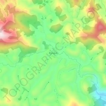 Mapa topográfico Bisogue, altitud, relieve