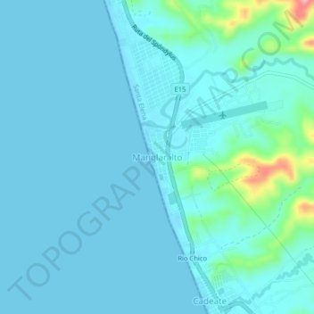 Mapa topográfico Manglaralto, altitud, relieve
