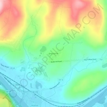 Mapa topográfico Price Home, altitud, relieve