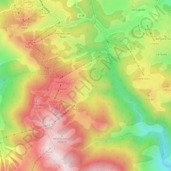 Mapa topográfico Hameau Pra Bataglier, altitud, relieve