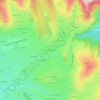 Mapa topográfico Contrada Confini, altitud, relieve