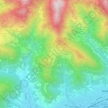 Mapa topográfico Lonno, altitud, relieve