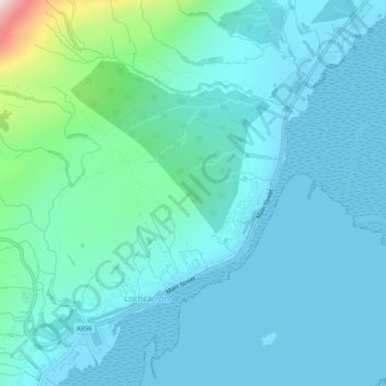Mapa topográfico Cnoc na Staing, altitud, relieve