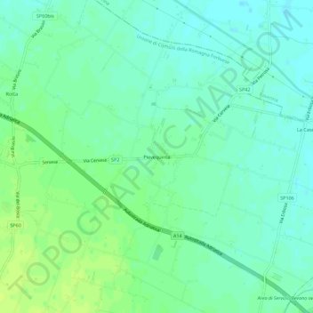 Mapa topográfico Pievequinta, altitud, relieve