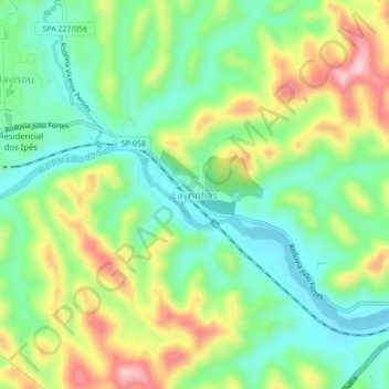 Mapa topográfico Lavrinhas, altitud, relieve