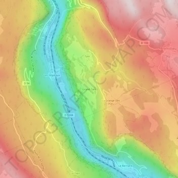 Mapa topográfico Grand Tare, altitud, relieve