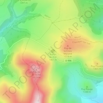 Mapa topográfico Col de La Croix Morand, altitud, relieve
