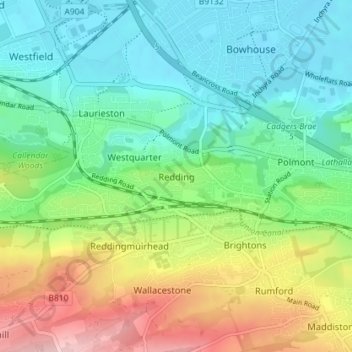 Mapa topográfico Redding, altitud, relieve