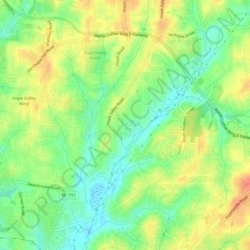 Mapa topográfico Surry Green, altitud, relieve