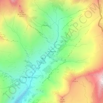 Mapa topográfico Les Mottets, altitud, relieve