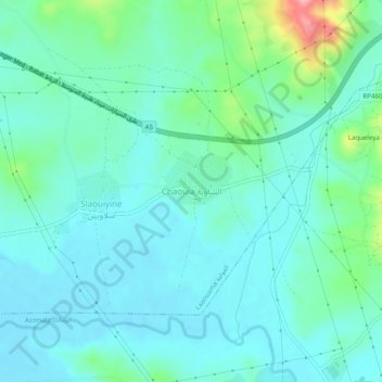 Mapa topográfico Chaouia, altitud, relieve