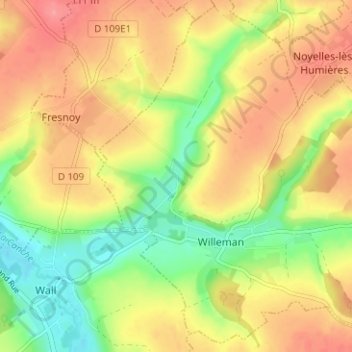 Mapa topográfico Valières, altitud, relieve