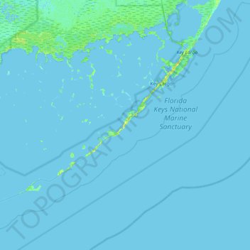 Mapa topográfico Plantation Key, altitud, relieve