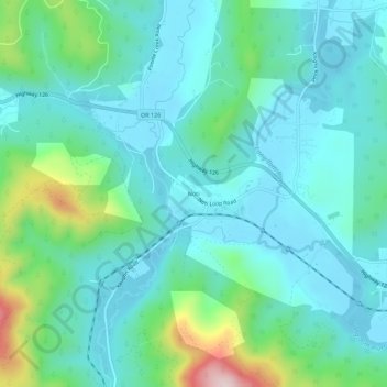 Mapa topográfico Noti, altitud, relieve