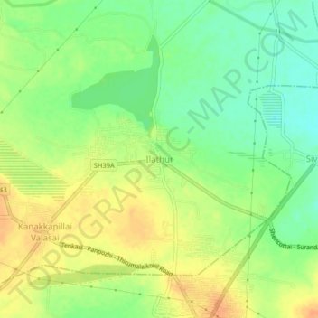 Mapa topográfico Ilathur, altitud, relieve