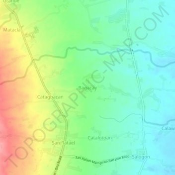 Mapa topográfico Bagacay, altitud, relieve