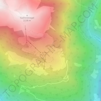 Mapa topográfico Emberger Alm, altitud, relieve