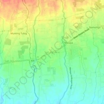 Mapa topográfico San Ignacio, altitud, relieve
