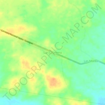 Mapa topográfico San Cayetano, altitud, relieve