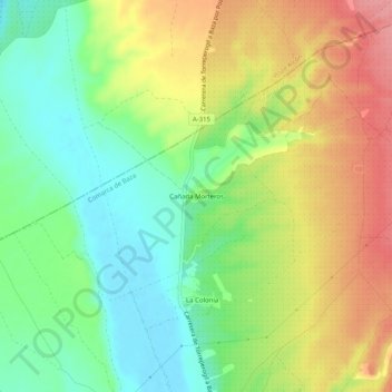 Mapa topográfico Cañada Morteros, altitud, relieve