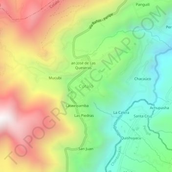Mapa topográfico Cotaló, altitud, relieve