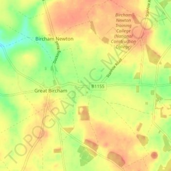 Mapa topográfico Bircham Tofts, altitud, relieve