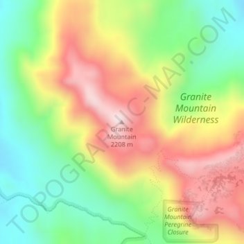 Mapa topográfico Granite Mountain, altitud, relieve