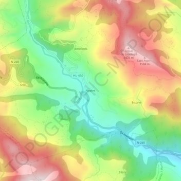 Mapa topográfico Noales, altitud, relieve