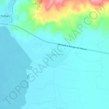 Mapa topográfico La Estanzuela, altitud, relieve