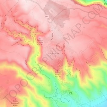 Mapa topográfico Avola Antica, altitud, relieve