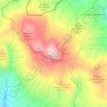 Mapa topográfico Monte Labbro, altitud, relieve