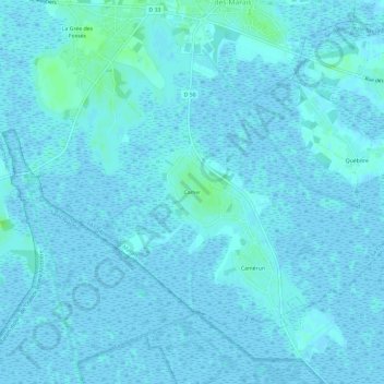 Mapa topográfico Camer, altitud, relieve
